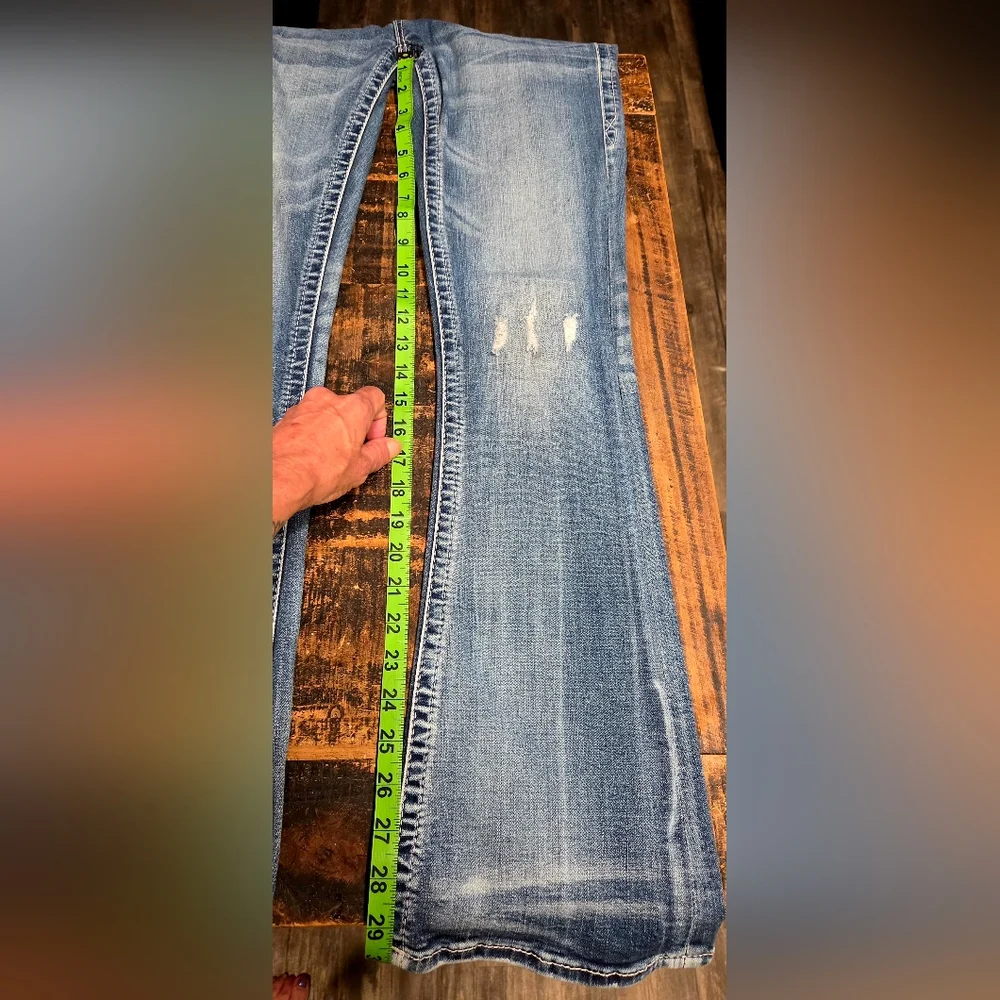 Rock Revival Distressed Blue Flare Jeans - Picture 12 of 13